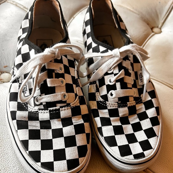 Vans Black and White Checkered Sneakers sz 7.5 great condition - Picture 2 of 5
